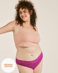 Joyja Alice period-proof panty in color Festival Fuchsia and shape bikini