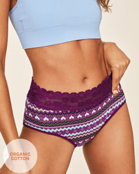 Joyja Ella period-proof panty in color Joyful Fair Isle C01 and shape midi brief