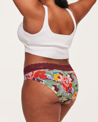 Joyja Alice period-proof panty in color Retro Floral C01 and shape bikini