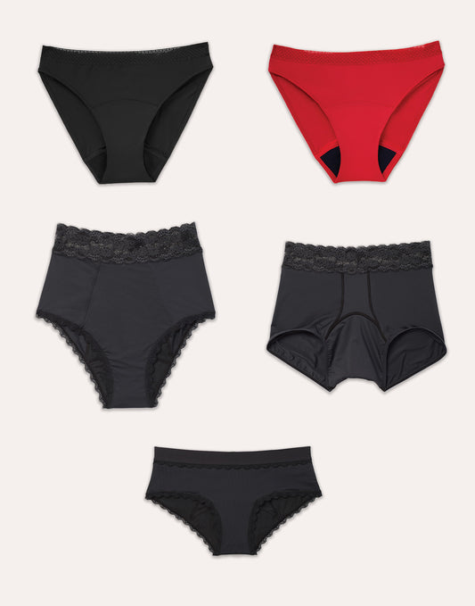 The 5 pairs of panties within the any day pack