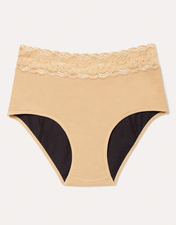 Joyja Ella period-proof panty in color Lucky Fortune Cookie and shape midi brief
