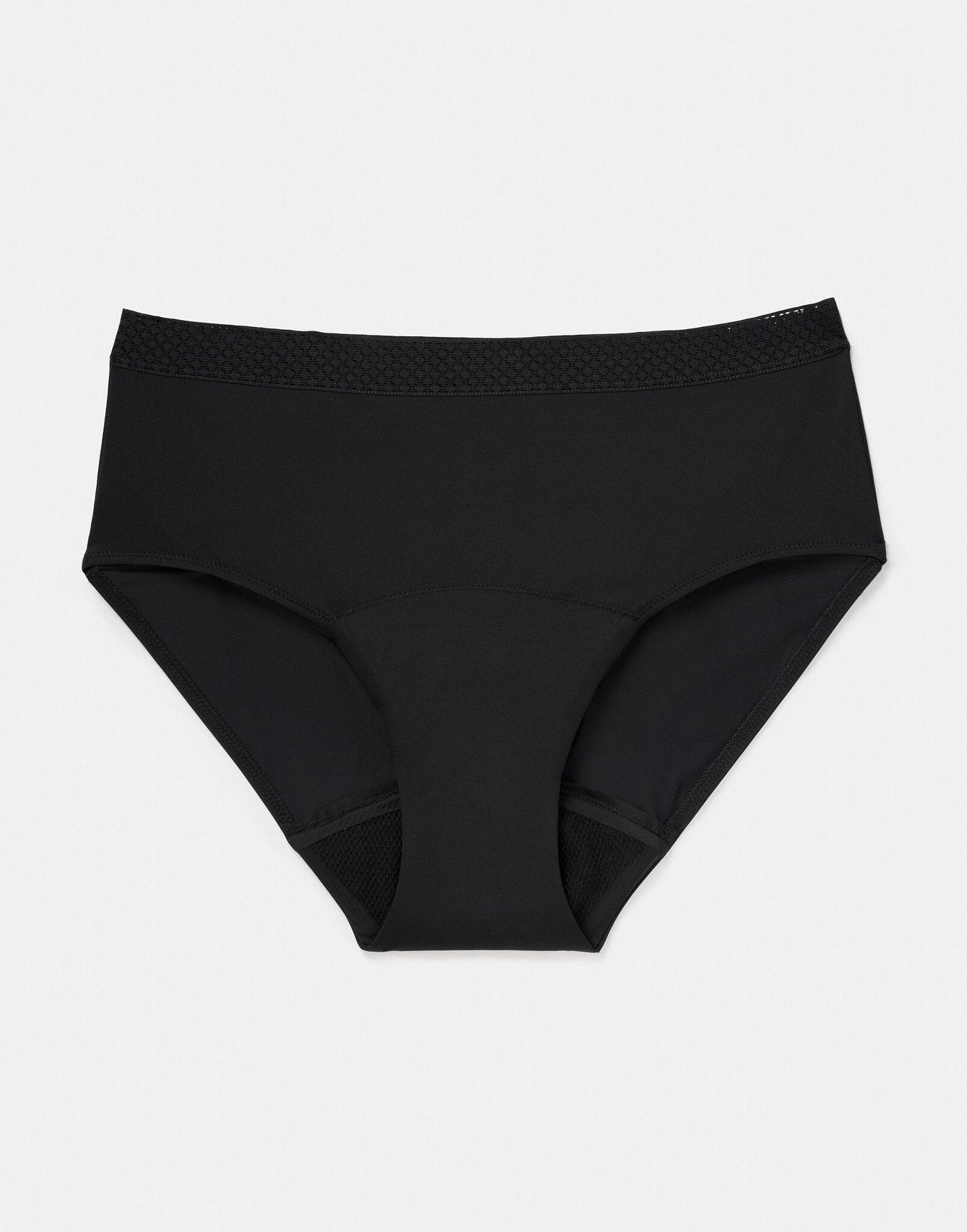 Joyja Madison period-proof panty in color Jet Black and shape midi brief