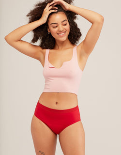 Joyja Madison period-proof panty in color Barbados Cherry and shape midi brief