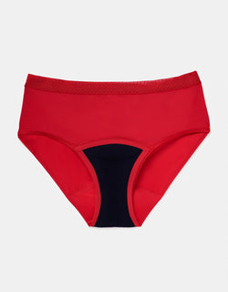 Joyja Madison period-proof panty in color Barbados Cherry and shape midi brief