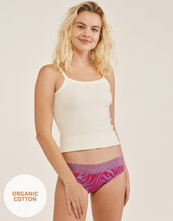 Joyja Alice period-proof panty in color Secret Safari C02 and shape bikini