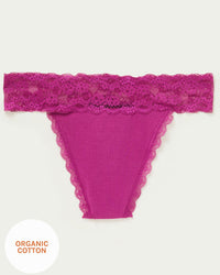 Joyja Lily period-proof panty in color Festival Fuchsia and shape thong