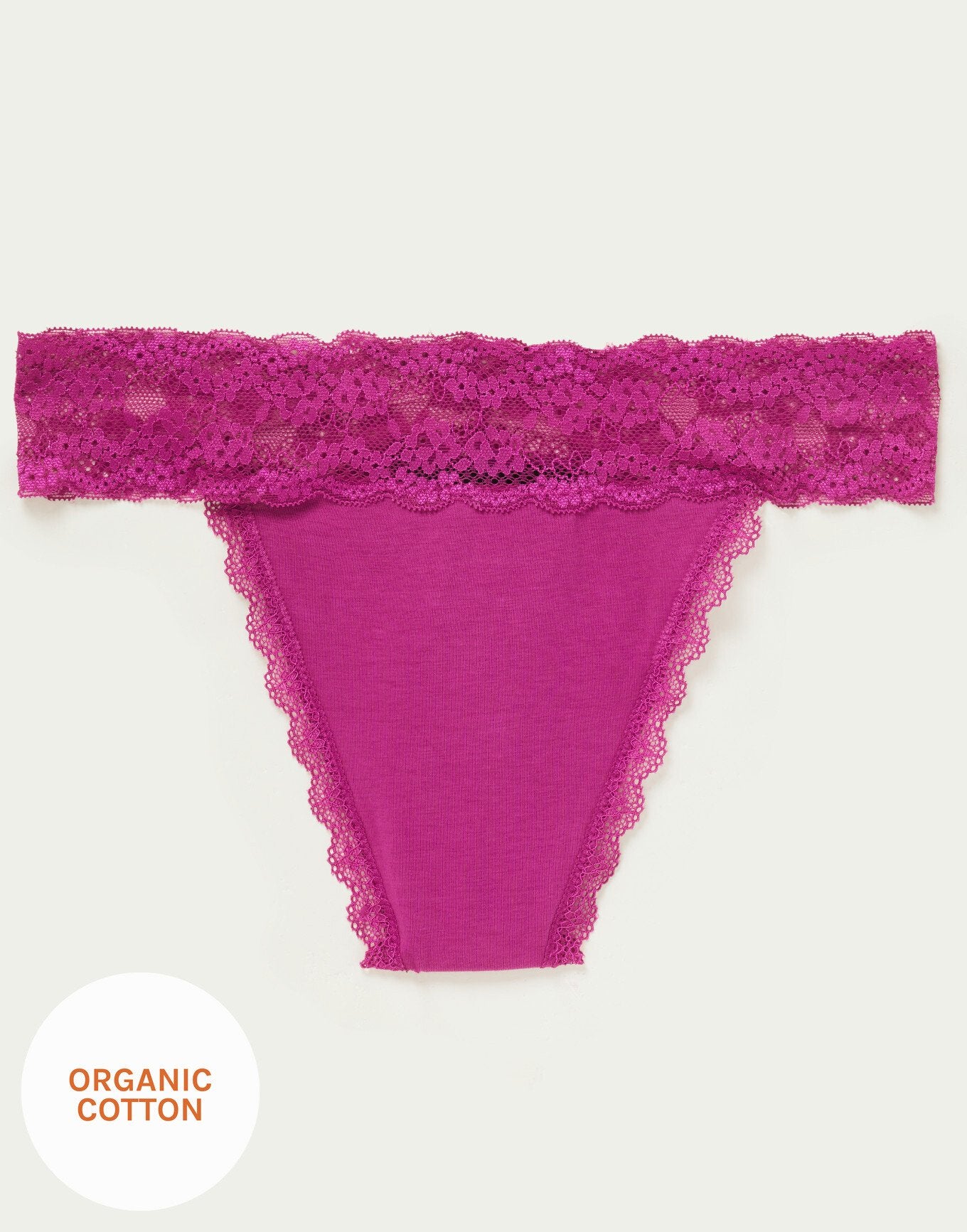 Joyja Lily period-proof panty in color Festival Fuchsia and shape thong
