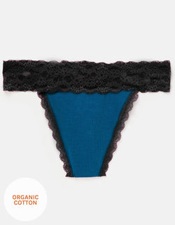 Joyja Lily period-proof panty in color Classic Blue and shape thong