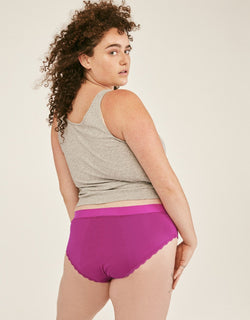 Joyja Olivia period-proof panty in color Festival Fuchsia and shape hipster