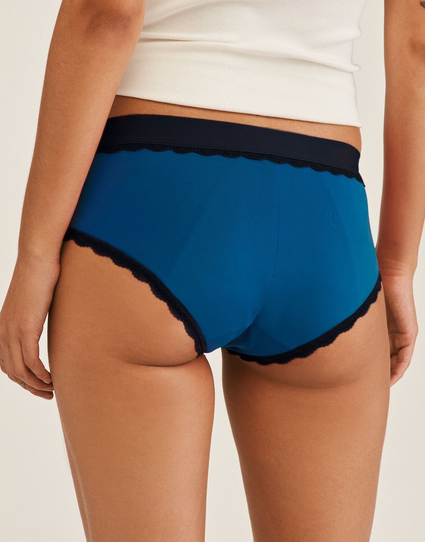 Joyja Olivia period-proof panty in color Classic Blue and shape hipster