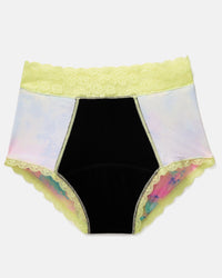 Joyja Amelia period-proof panty in color Melted Tie Dye C02 and shape high waisted