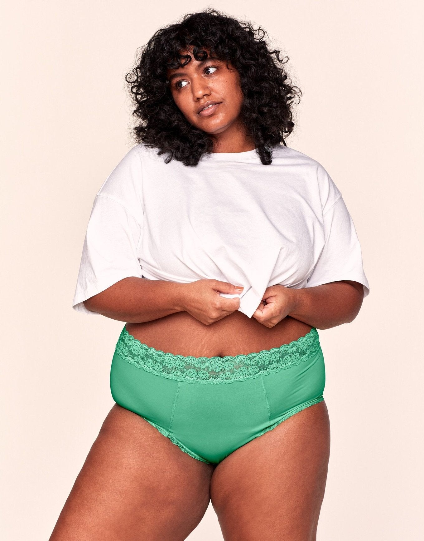 Joyja Amelia period-proof panty in color Jade Cream and shape high waisted