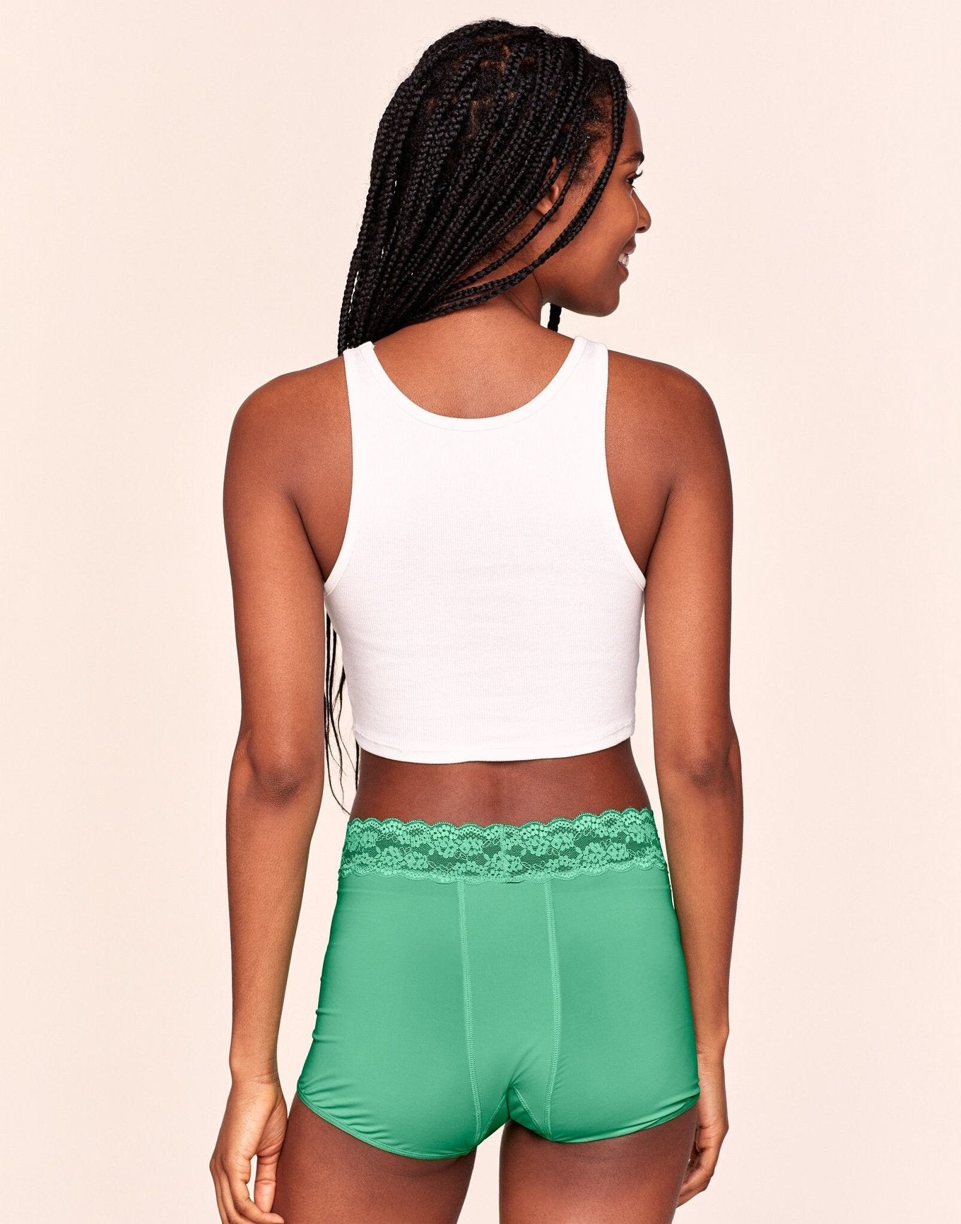Joyja Emily period-proof panty in color Jade Cream and shape shortie