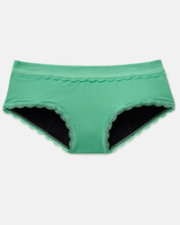 Joyja Olivia period-proof panty in color Jade Cream and shape hipster