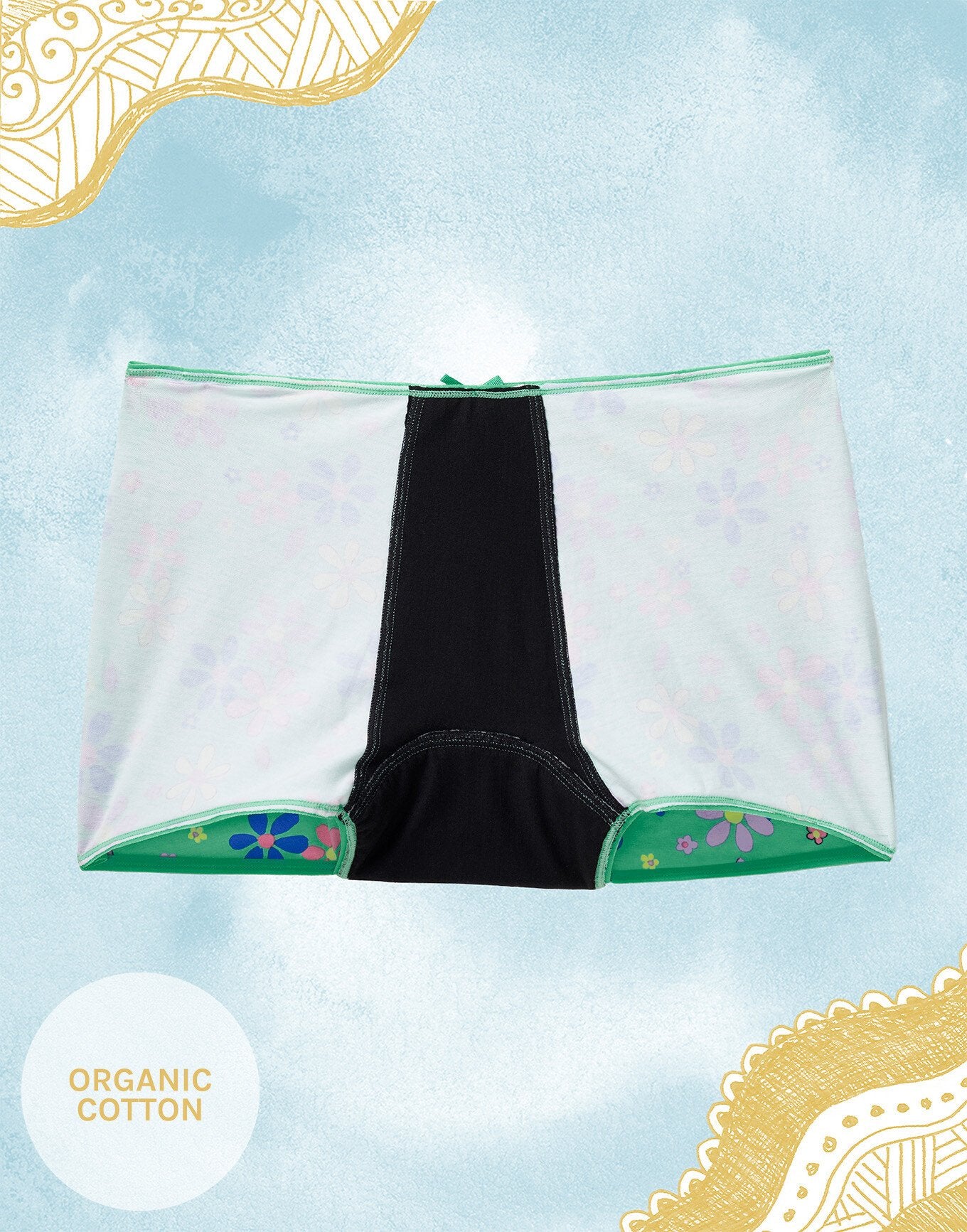 Joyja Aidan Teens period-proof panty in color Daisies C01 and shape shortie