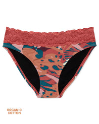 Joyja Alice period-proof panty in color Wild Heart C01 and shape bikini