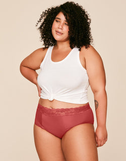 Joyja Amelia period-proof panty in color Baked Apple and shape high waisted