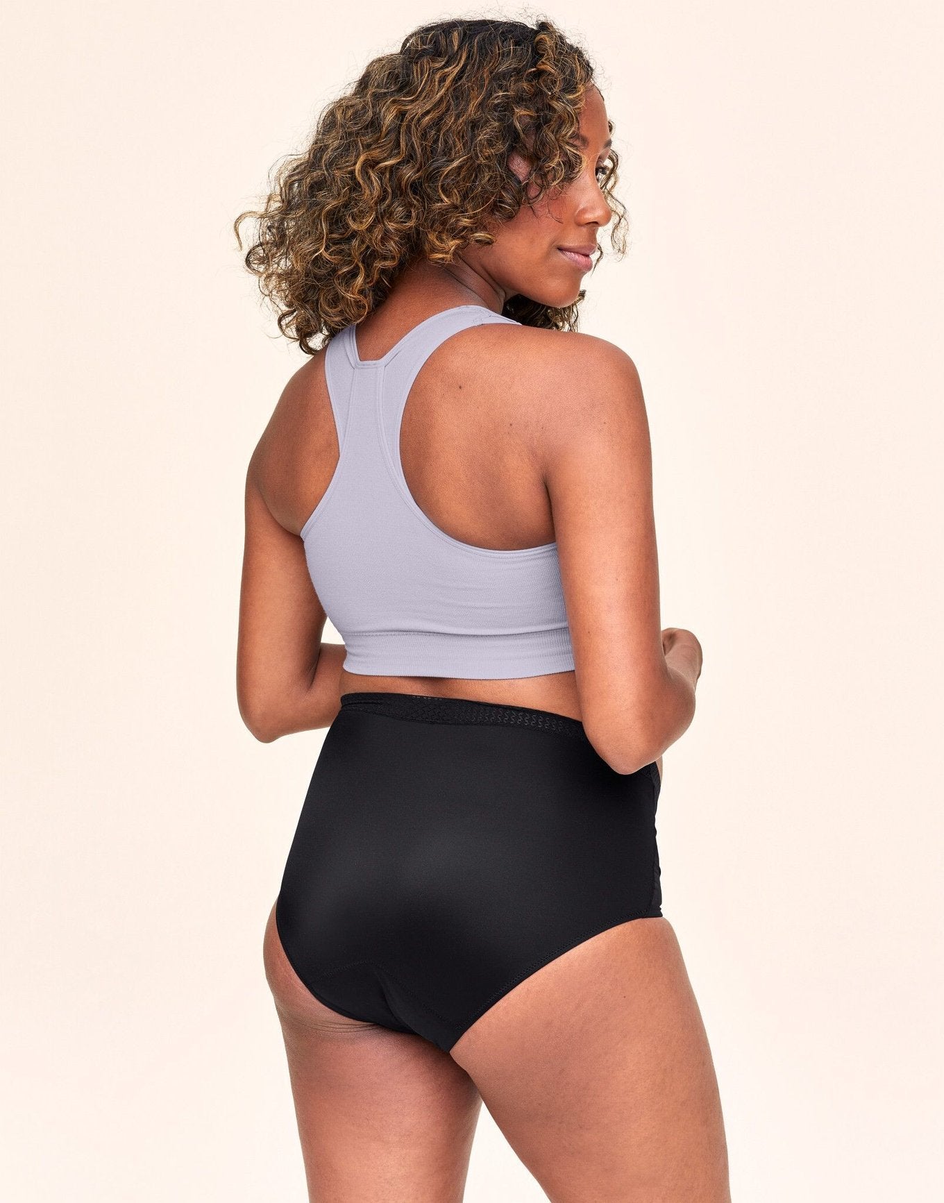 Belabumbum Mama Smoothing Brief Maternity & Postpartum  Absorbent Panty in color Jet Black and shape high waisted