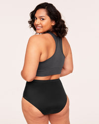 Belabumbum Mama Smoothing Brief Maternity & Postpartum Absorbent Panty in color Jet Black and shape high waisted