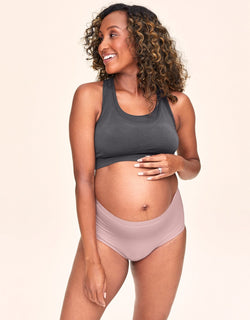 Belabumbum Mama Smoothing Brief Maternity & Postpartum  Absorbent Panty in color Pale Mauve and shape high waisted