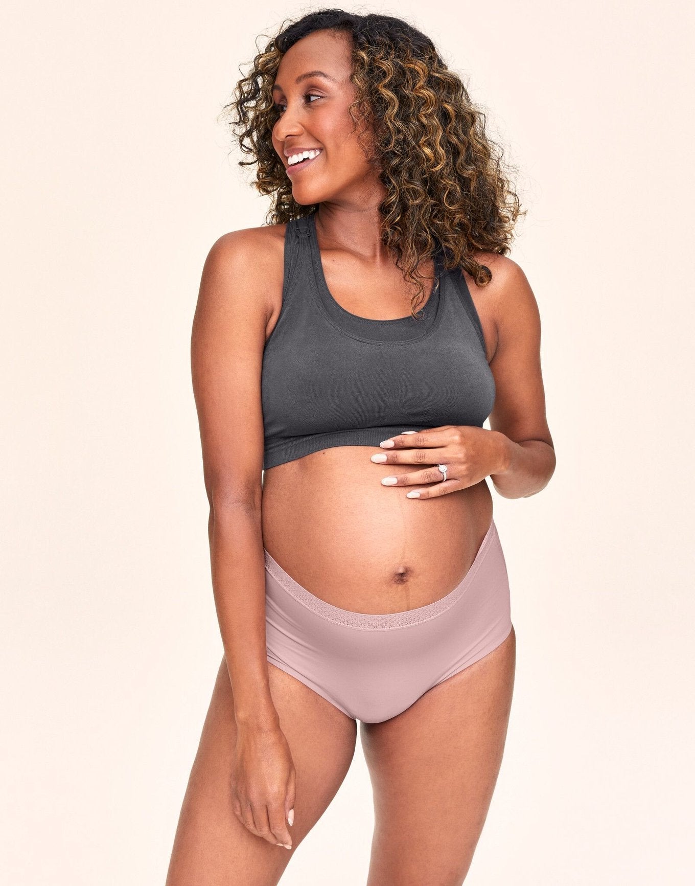 Belabumbum Mama Smoothing Brief Maternity & Postpartum  Absorbent Panty in color Pale Mauve and shape high waisted