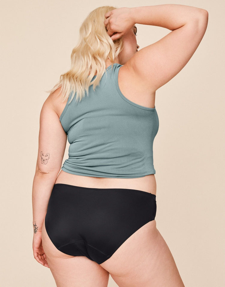 Belabumbum Mama Low-Rise Maternity & Postpartum  Absorbent Panty in color Jet Black and shape bikini