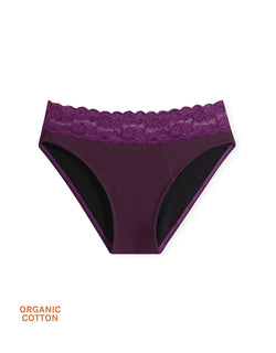 Joyja Alice period-proof panty in color Potent Purple and shape bikini
