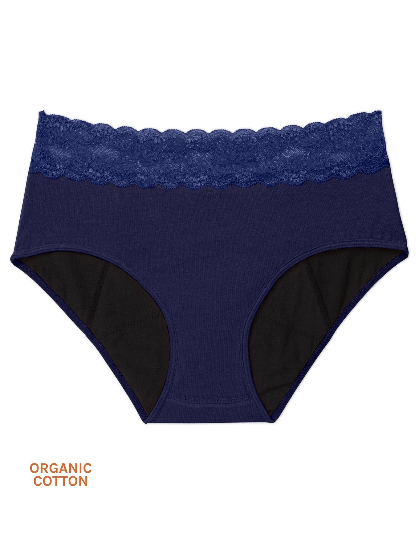 Joyja Ella period-proof panty in color Evening Blue and shape midi brief