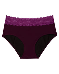 Joyja Ella period-proof panty in color Potent Purple and shape midi brief