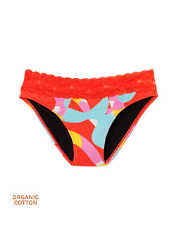 Joyja Alice period-proof panty in color Abstract Forms C02 and shape bikini