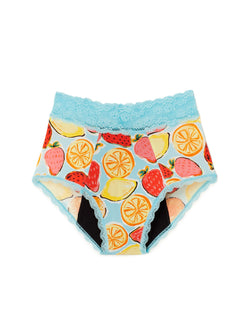 Joyja Amelia period-proof panty in color Painterly Fruit C01 and shape high waisted