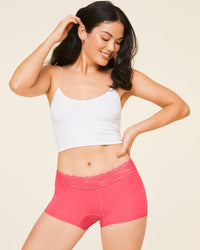 Joyja Emily period-proof panty in color Sunkist Coral and shape shortie