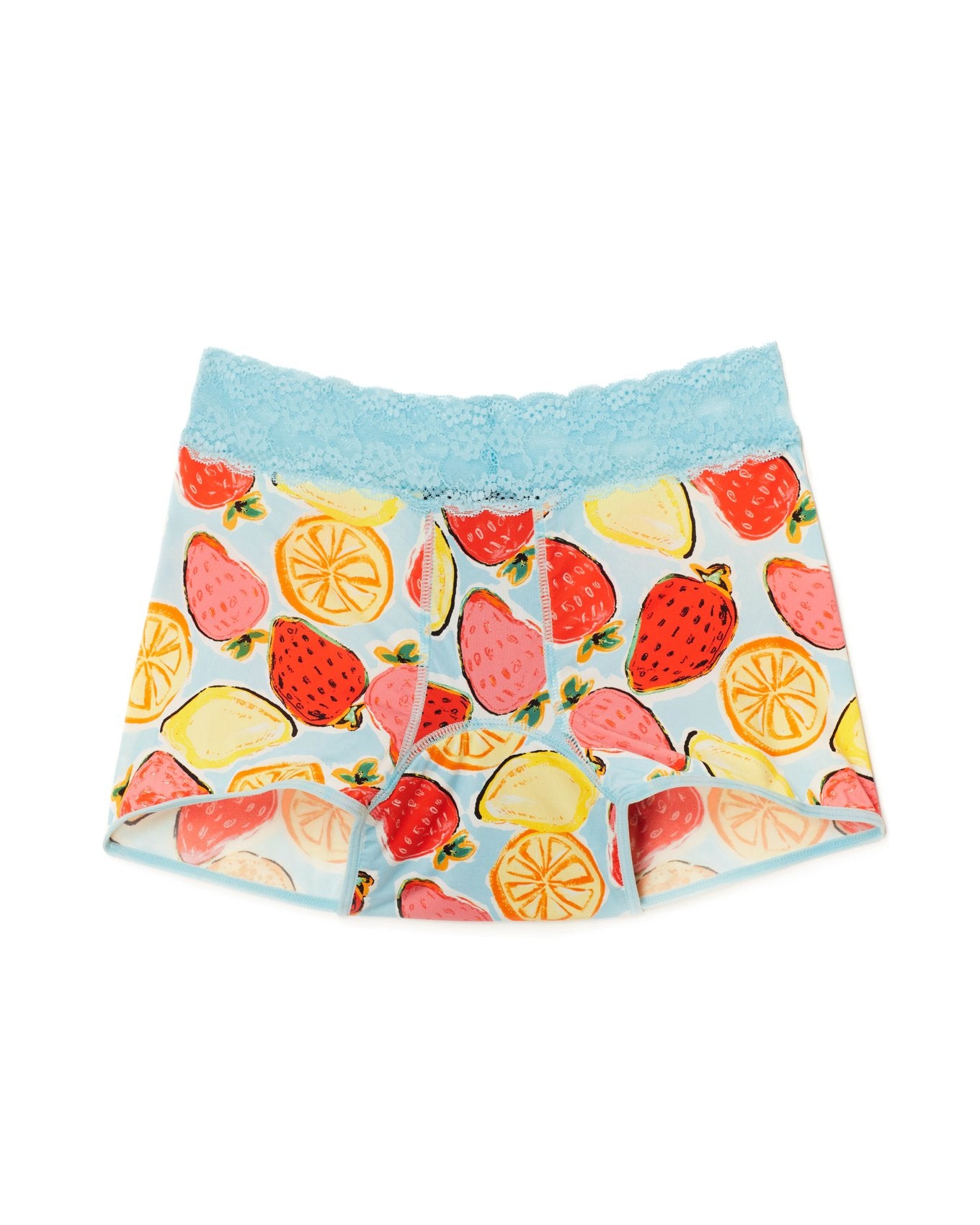 Joyja Emily period-proof panty in color Painterly Fruit C01 and shape shortie