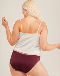 Joyja Katelin period-proof panty in color Windsor Wine and shape bikini