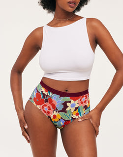 Joyja Jess period-proof panty in color Retro Floral C01 and shape high waisted