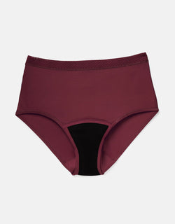 Joyja Jess period-proof panty in color Windsor Wine and shape high waisted