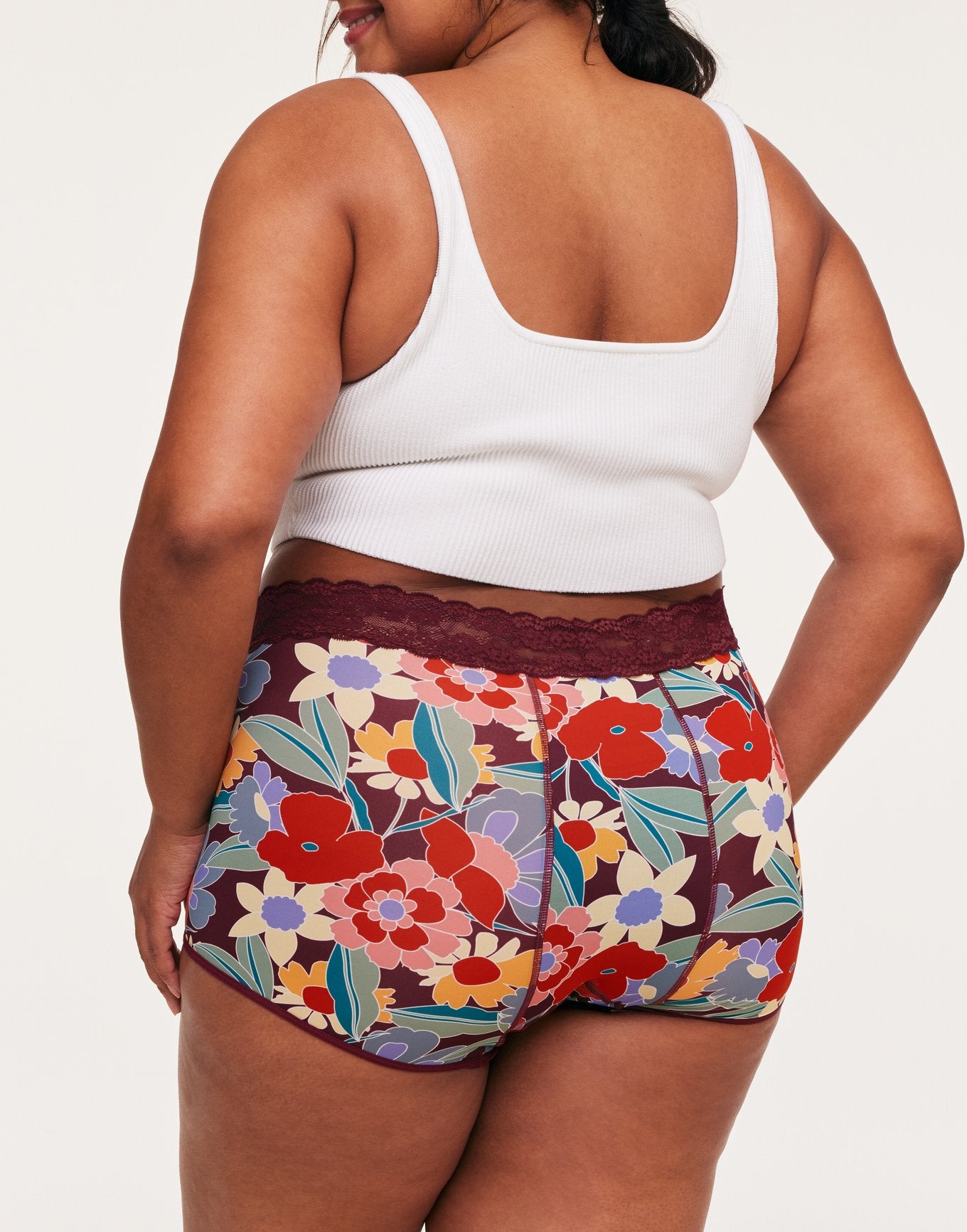 Joyja Emily period-proof panty in color Retro Floral C01 and shape shortie