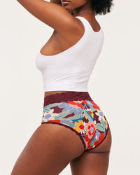 Joyja Amelia period-proof panty in color Retro Floral C01 and shape high waisted