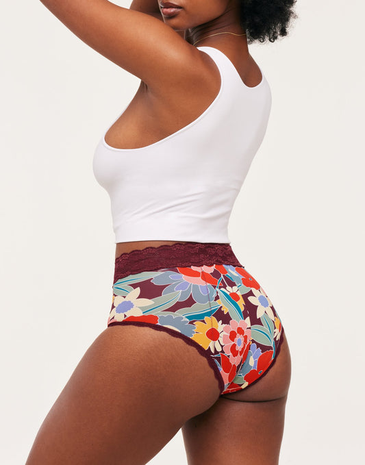 Joyja Amelia period-proof panty in color Retro Floral C01 and shape high waisted