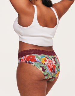Joyja Alice period-proof panty in color Retro Floral C01 and shape bikini